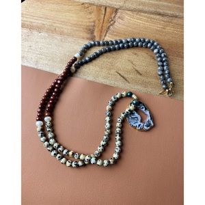 Bohemian Natural Stone and Druzy Necklace